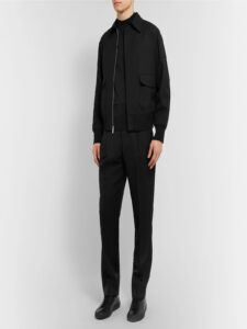 Men Black Twill Wool Jacket