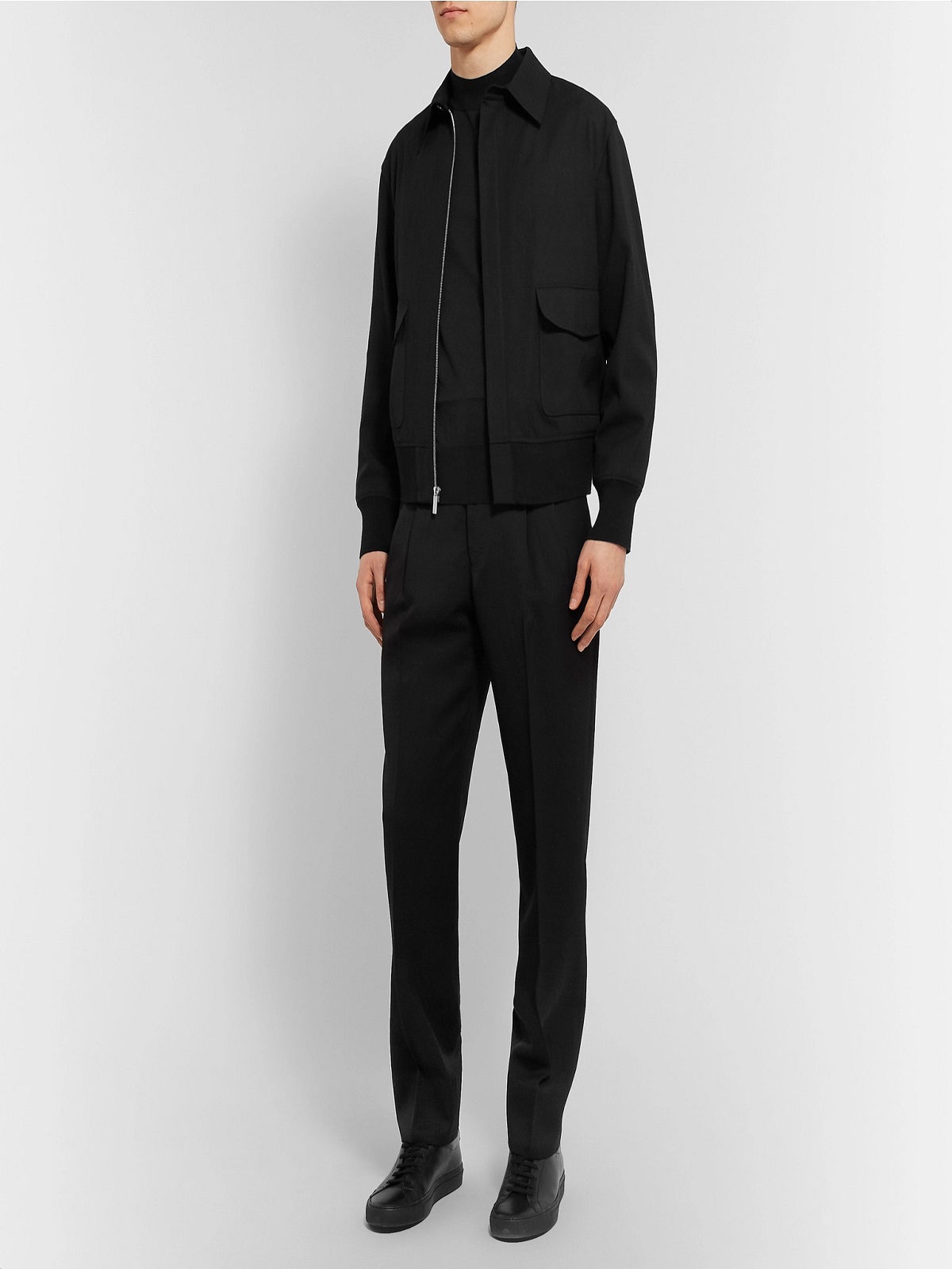 1-61.jpg Men Black Twill Wool Jacket - Image 1
