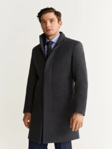 Men Smoke Grey Wool Trench - Image 3