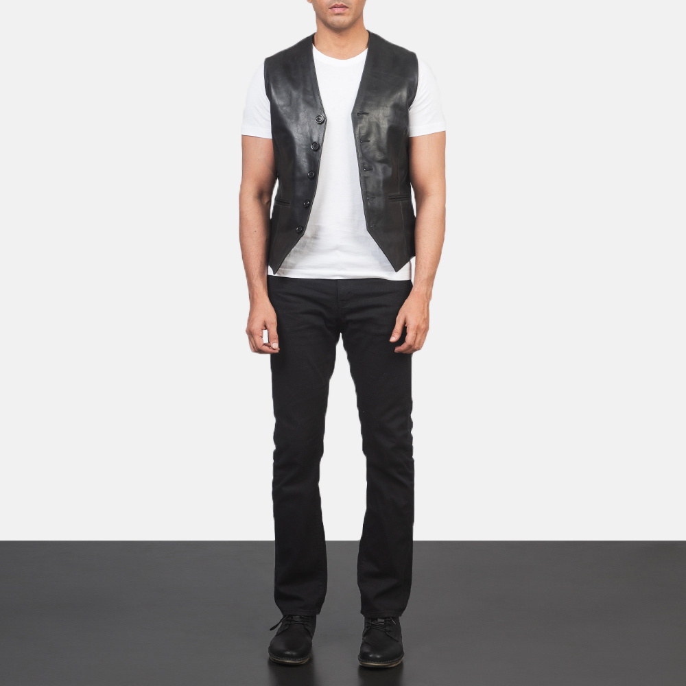 1-7-3.jpg Men Black Leather Vest - Mauve Tree - Image 1