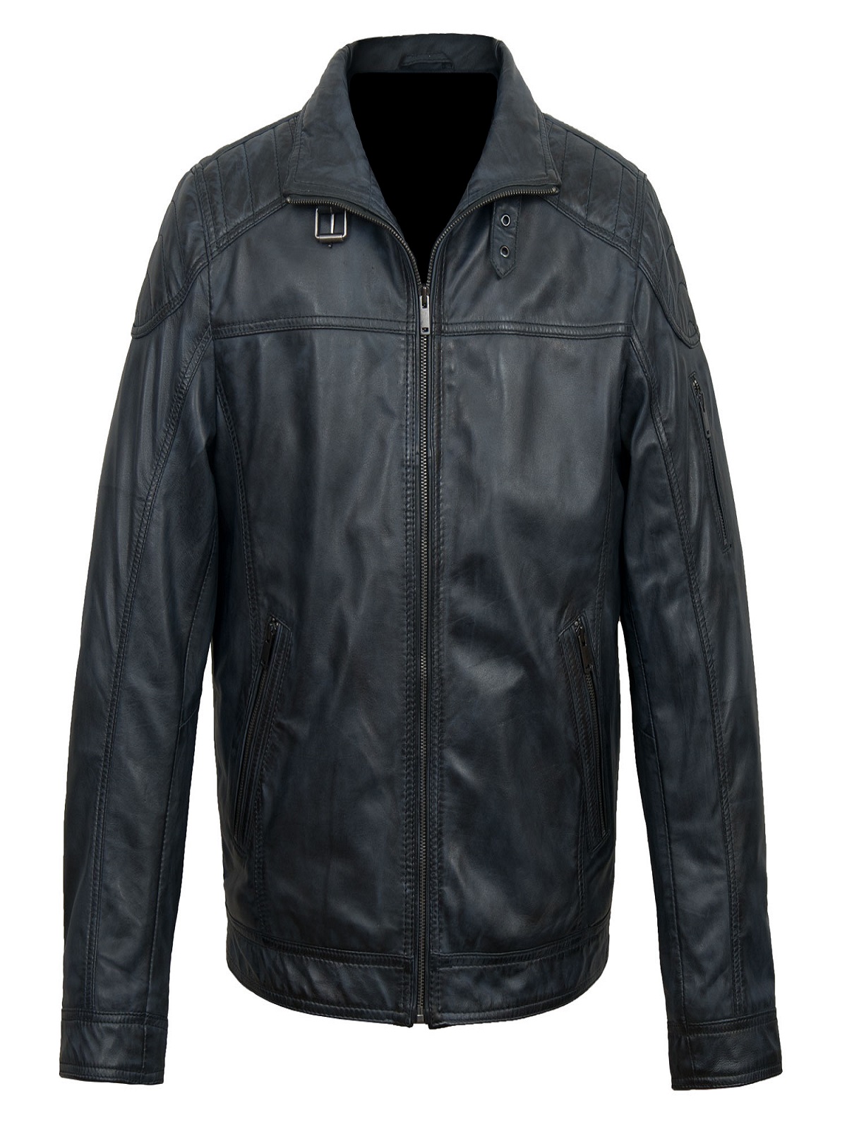 1-74.jpg Men Royal Blue Leather Jacket - Image 1