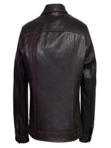 Men Antique Black Leather Jacket - Image 2