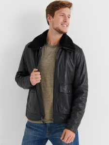 Men Black Sheriff Leather Jacket - Image 3