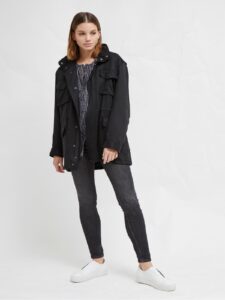 Women Black Cotton Utility Jacket