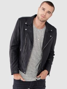 Men Black Leather Biker Jacket