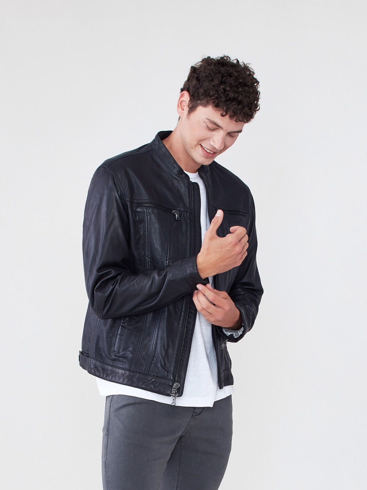 1-98.jpg Men Classic Black Leather Jacket - Image 1
