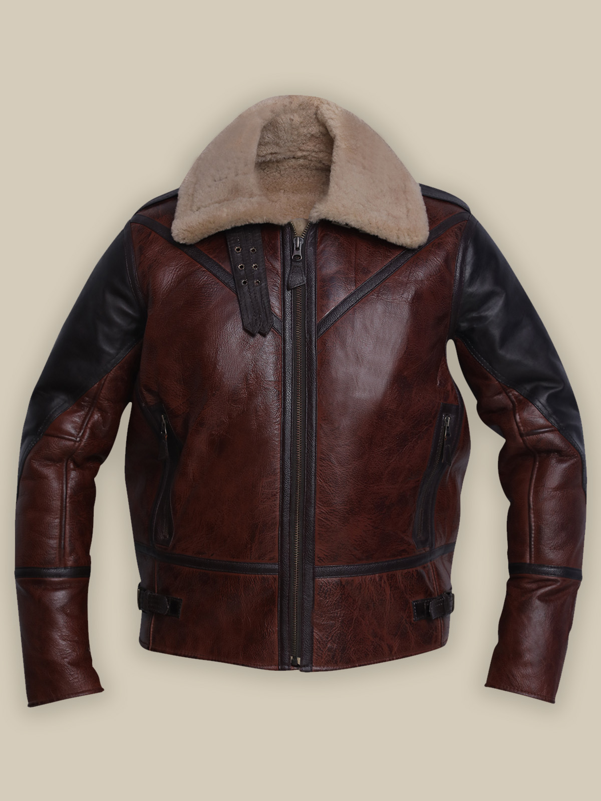 10.1-2-1.jpg Men Umber Brown Shearling Jacket - Image 1