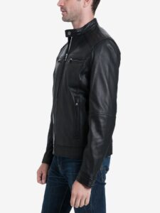 Men Ink Black Biker Leather Jacket - Image 4