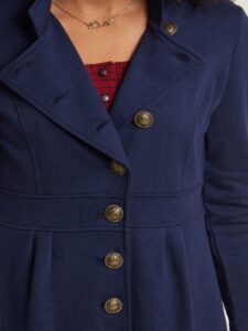 Women Royal Blue Wool Coat - Image 4