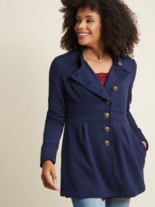 Women Royal Blue Wool Coat - Image 3