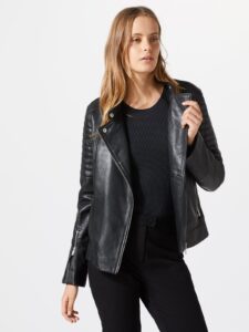 Women Coal Black Leather Jacket - Image 3