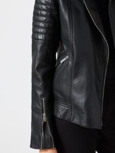Women Coal Black Leather Jacket - Image 4