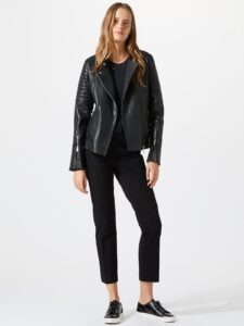 Women Coal Black Leather Jacket