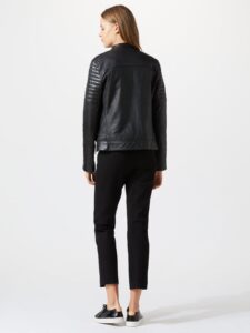 Women Coal Black Leather Jacket - Image 2