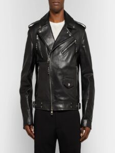 Men Metal Black Biker Jacket - Image 3