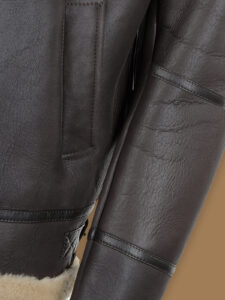 Men Dark Brown RAF Shearling Jacket - Image 4