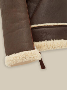 Women Coffee Brown Shearling Jacket - Image 5
