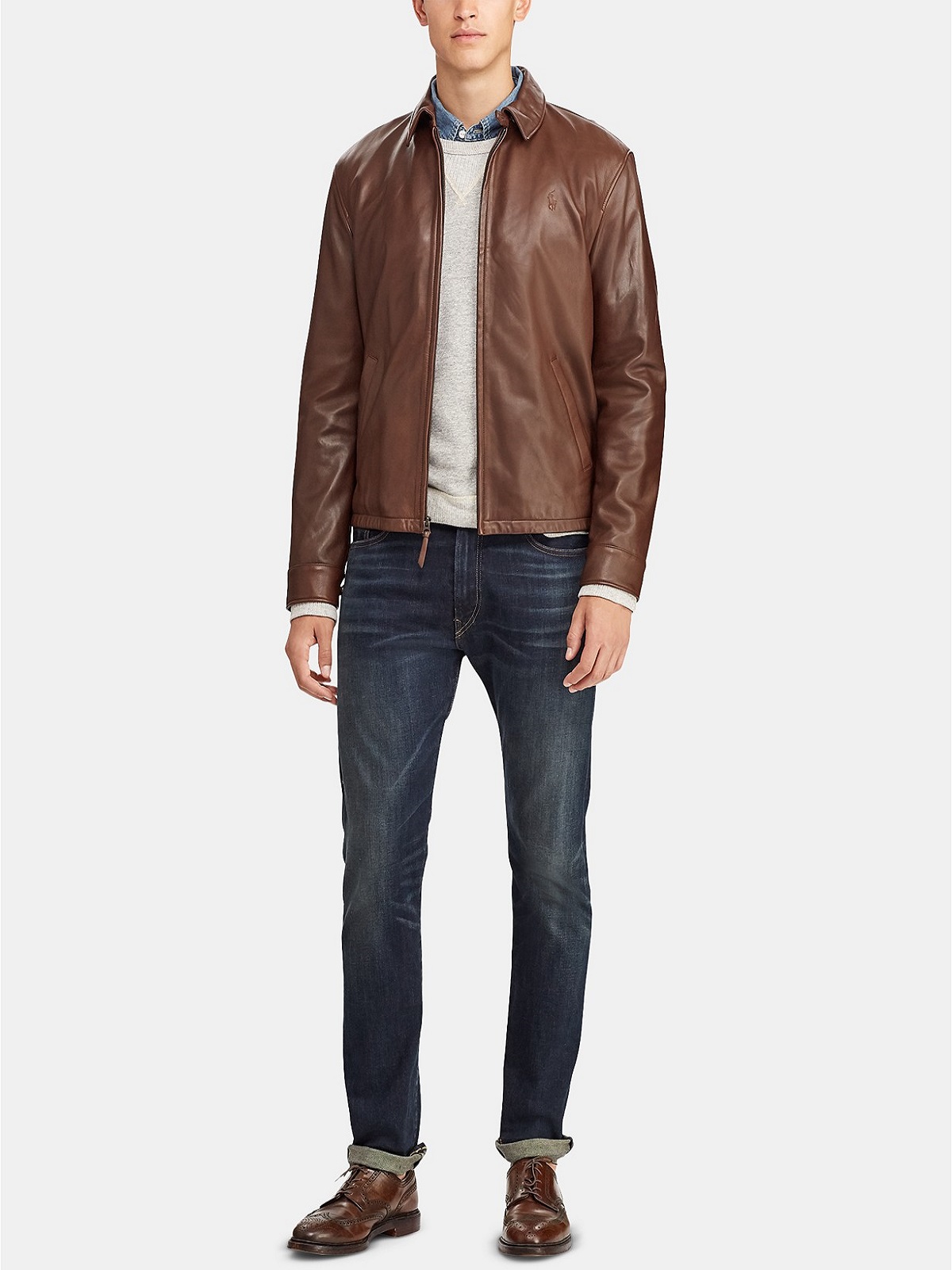 11722711_fpx.jpg Men Bison Brown Leather Jacket - Image 1