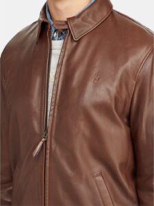 Men Bison Brown Leather Jacket - Image 4