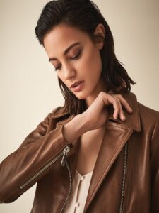 Women Brown Leather Jacket - Image 4