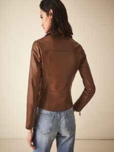 Women Brown Leather Jacket - Image 2