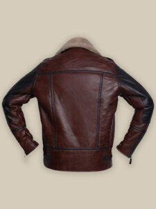 Men Umber Brown Shearling Jacket - Image 2