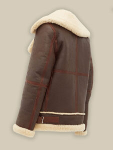 Women Coffee Brown Shearling Jacket - Image 2