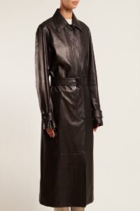 Women Dark Brown Leather Trench - Image 3