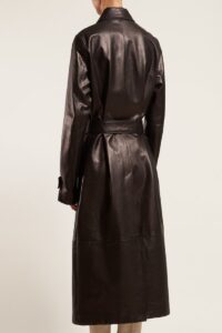 Women Dark Brown Leather Trench - Image 2