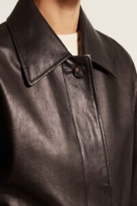 Women Dark Brown Leather Trench - Image 5