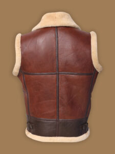 Men Brown Shearling Vest - Mauve Tree - Image 2