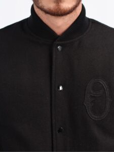 Full Black Varsity Jacket For Men - Mauve Tree - Image 2