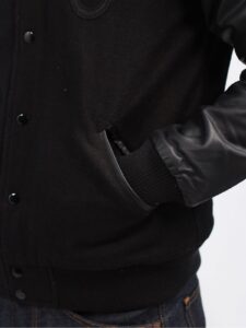Full Black Varsity Jacket For Men - Mauve Tree - Image 3