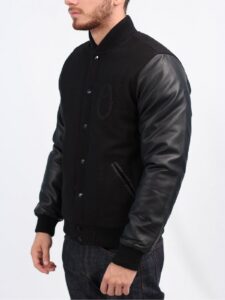 Full Black Varsity Jacket For Men - Mauve Tree - Image 4