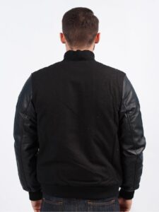 Full Black Varsity Jacket For Men - Mauve Tree - Image 5