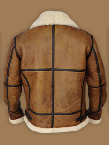 Men Brown B3 Bomber Shearling Jacket - Mauve Tree - Image 2