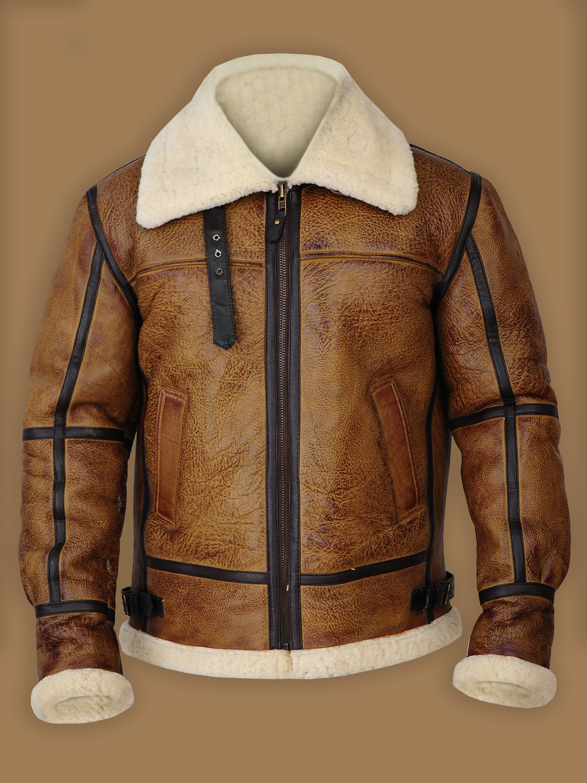 17-1-1-1-1.jpg Men Brown B3 Bomber Shearling Jacket - Mauve Tree - Image 1
