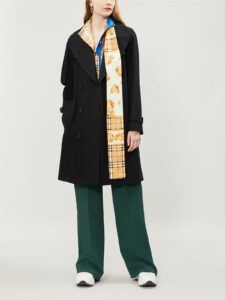 Women Black Double Breasted Wool Trench
