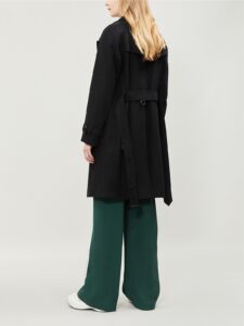 Women Black Double Breasted Wool Trench - Image 2