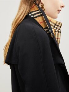 Women Black Double Breasted Wool Trench - Image 3