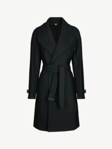 Women Black Double Breasted Wool Trench - Image 4