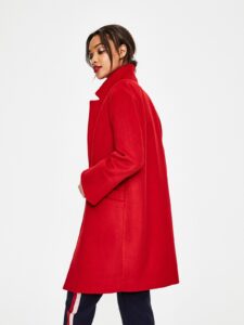 Women Rose Red Long Coat - Image 3