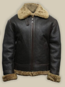 Men Black B3 Bomber Shearling Leather Jacket