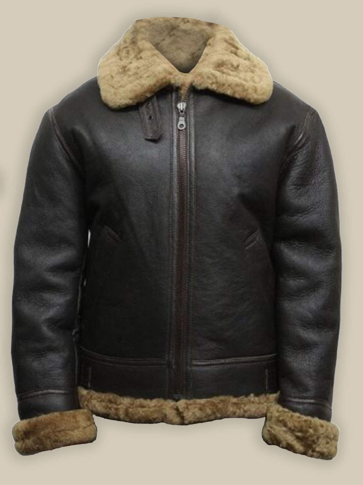 2-1-3.jpg Men Black B3 Bomber Shearling Leather Jacket - Image 1