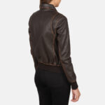 Women Brown Aviation Bomber Jacket - Mauve Tree - Image 2