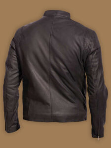 Men Black Biker Leather Jacket - Image 2