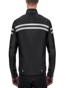Men Black Jacket With White Strips - Mauve Tree - Image 2