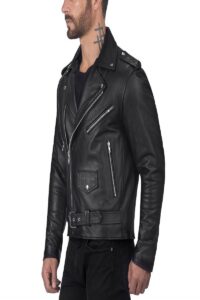 Men Black Fire Leather Jacket - Image 4