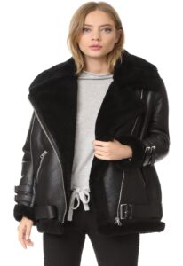 Women Black B3 Shearling Jacket - Image 3