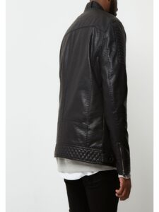 Men Black Racer Leather Jacket - Image 2